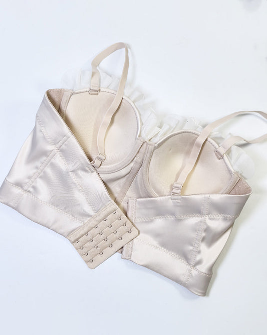 Lace Bright Diamond Beaded Fishbone Tube Top