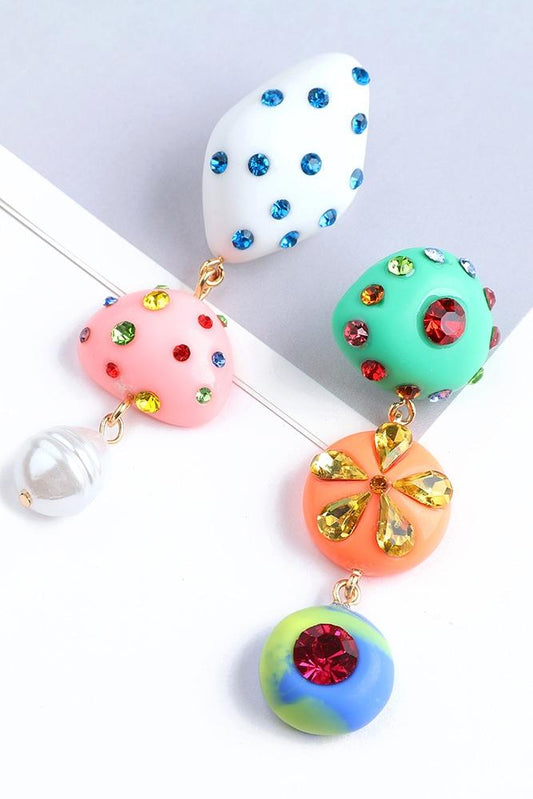 Pendientes de diamantes de imitación de colores Wiola