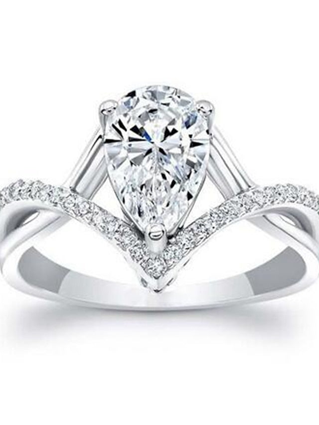 1PC Ring For AAA Cubic Zirconia White Wedding Gift Alloy Classic Heart for Women