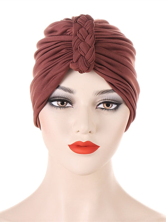 Vintage Inner Turban Hat Fashion Female Bandana Headband Hair Cover Cap Ladies Head Wraps for Women