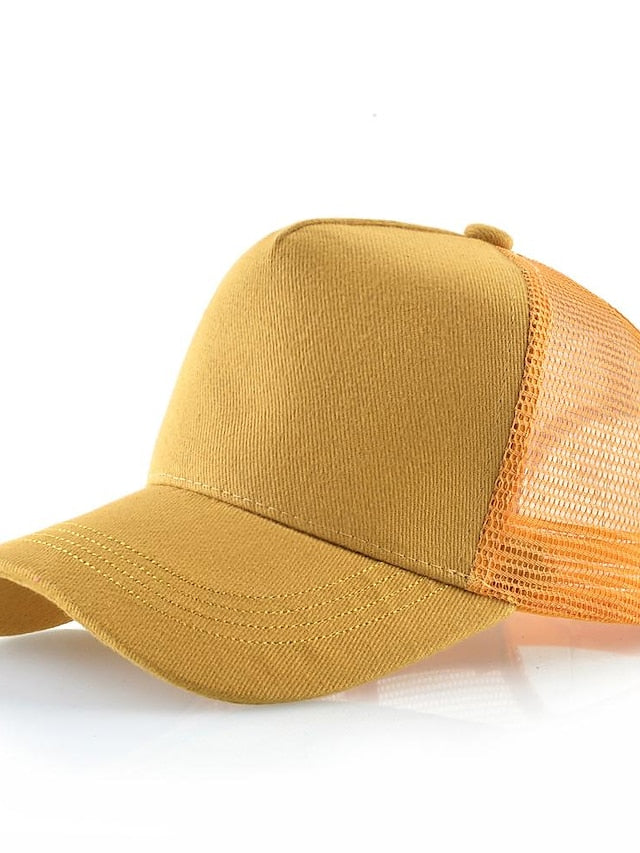 solid color cotton baseball cap european and american retro mesh cap peaked cap trucker hat men's spring and autumn simple tennis cap for Women