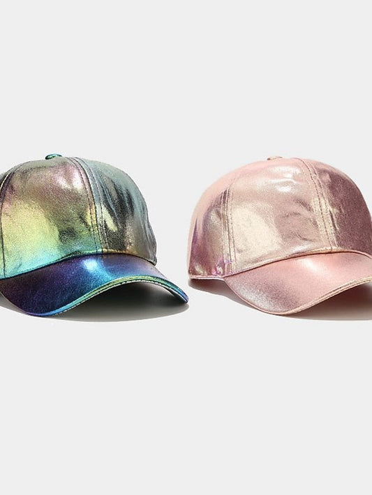 Pleated Pu Baseball Cap Unisex Man Woman Sparkling Adjustable Outdoor Snapback Hat Colorful Peaked Cap Stage Hip-Hop Hat for Women