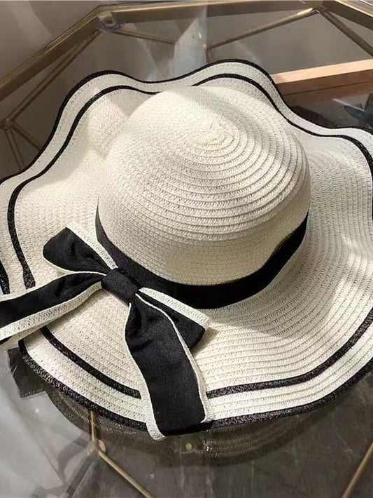 New Summer Straw Hats for Women Fashion Sunshade Beach Hat Travel Bow Big Brim Sun Hat Korean Version Wild Panama Hat Caps for Women