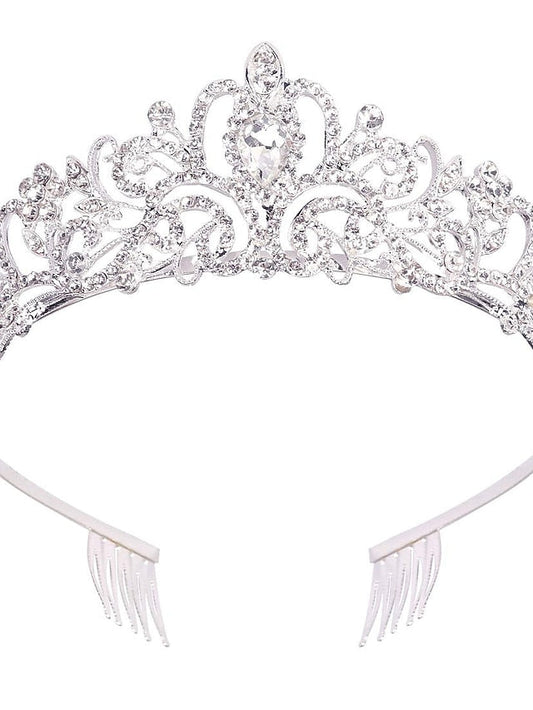 1PC Hair Combs Hairpin Comb For Wedding Party Evening Birthday Festival Glitter Rhinestone Alloy Golden Silver Elegant Princess Crown with Combs Tiaras for Women