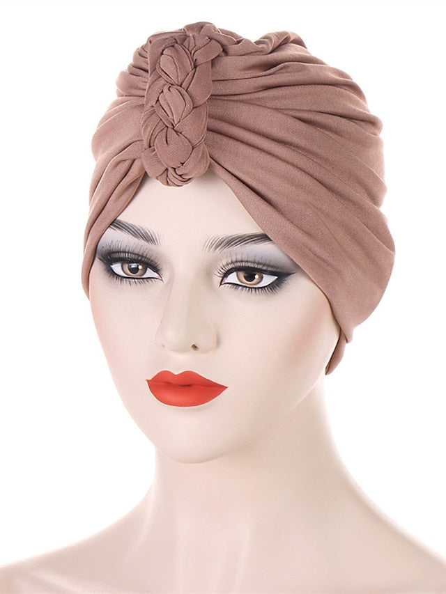 Vintage Inner Turban Hat Fashion Female Bandana Headband Hair Cover Cap Ladies Head Wraps for Women