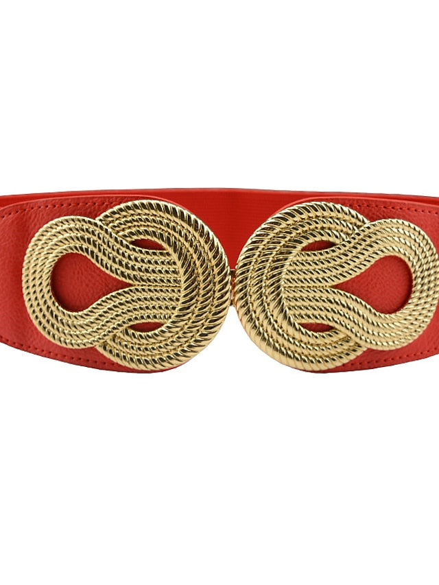 Buckle Party Wedding Street Dailywear Camel Black Belt Pure Color Red Fall Winter Spring Summer for Women