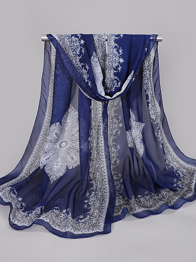 Scarves Gift Daily Holiday Chiffon Vacation Classical Vintage Retro Dancing Casual 1 PC for Women