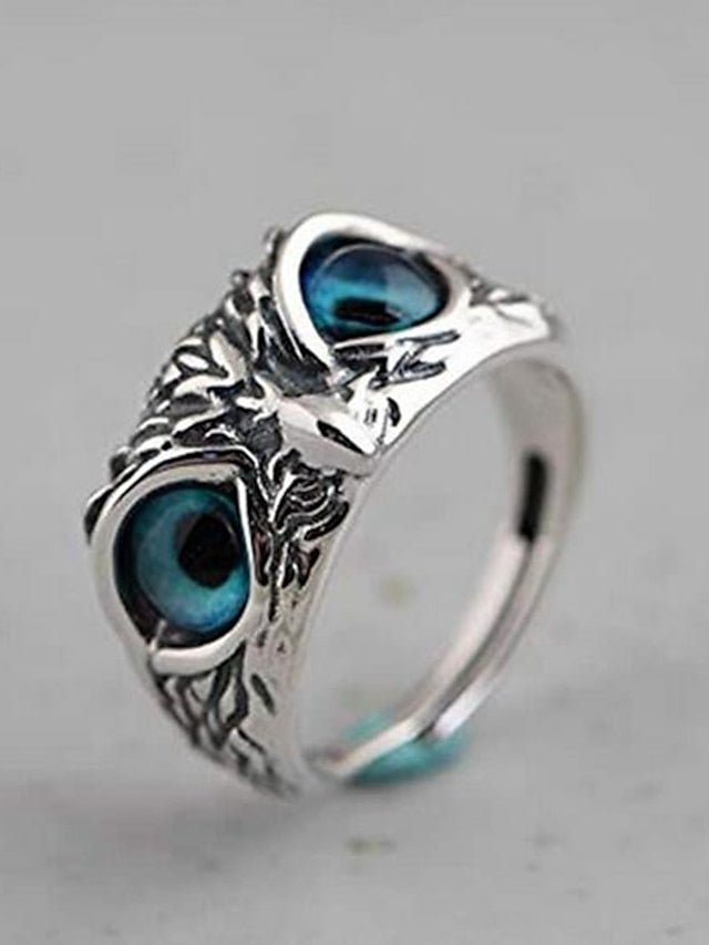 1PC Ring Adjustable Ring For Men's AAA Cubic Zirconia Blue Daily Holiday Alloy Classic Owl for Women