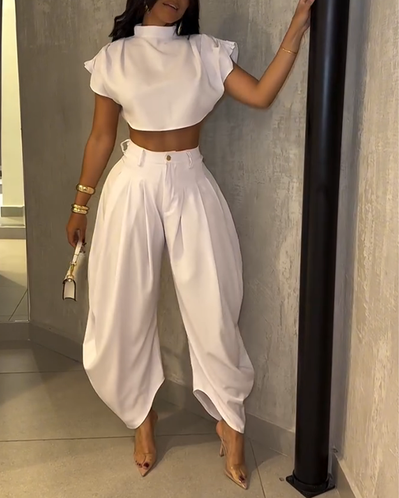 Casual High-Waist Wide-Leg Pants Suit (Pre-Sale)