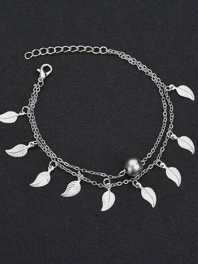 Ankle Bracelet Cute Stylish Body Jewelry For Holiday Beach Classic Alloy Ginkgo Silver Gold 1PC for Women