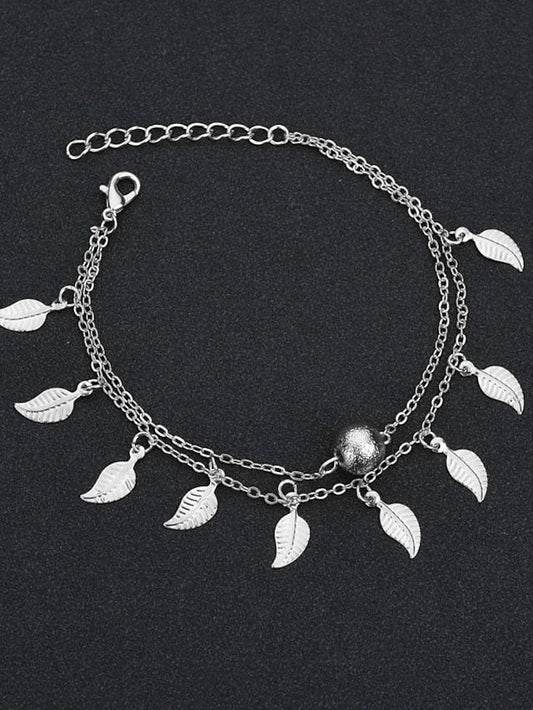 Ankle Bracelet Cute Stylish Women's Body Jewelry For Holiday Beach Classic Alloy Ginkgo Silver Gold 1PC