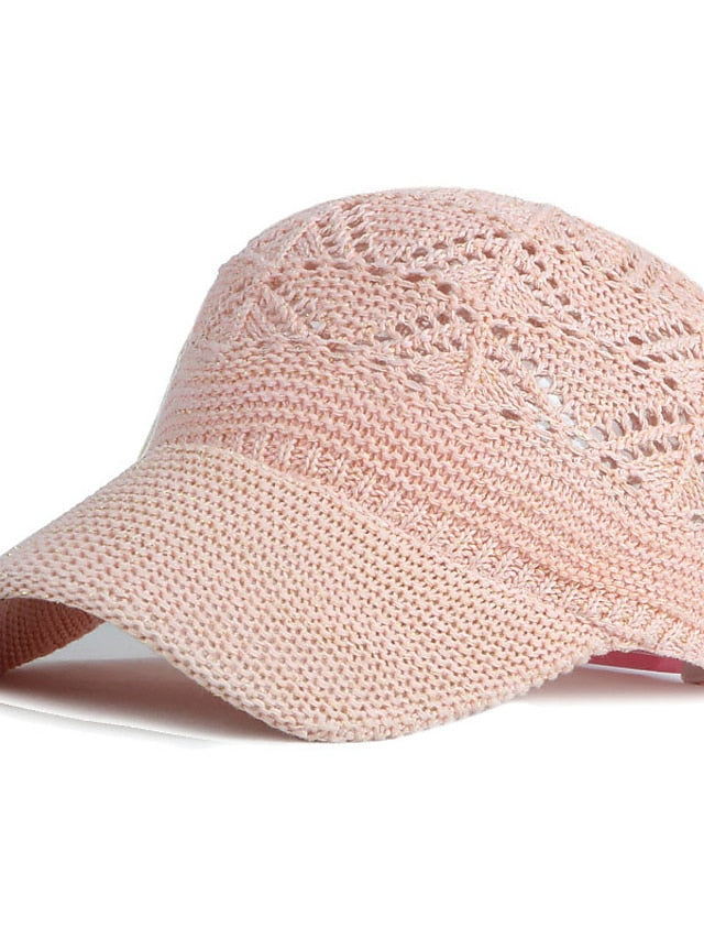 Glossy Ladies Knitting Sun Hat Summer Outdoor Hollow Mesh Breathable Sunshade Hats New Fashion All-Match Lady Baseball Hat for Women