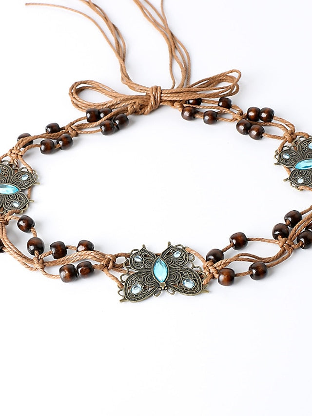 Belt Wood Champagne Blue Chain Home Beach Multicolor for Women