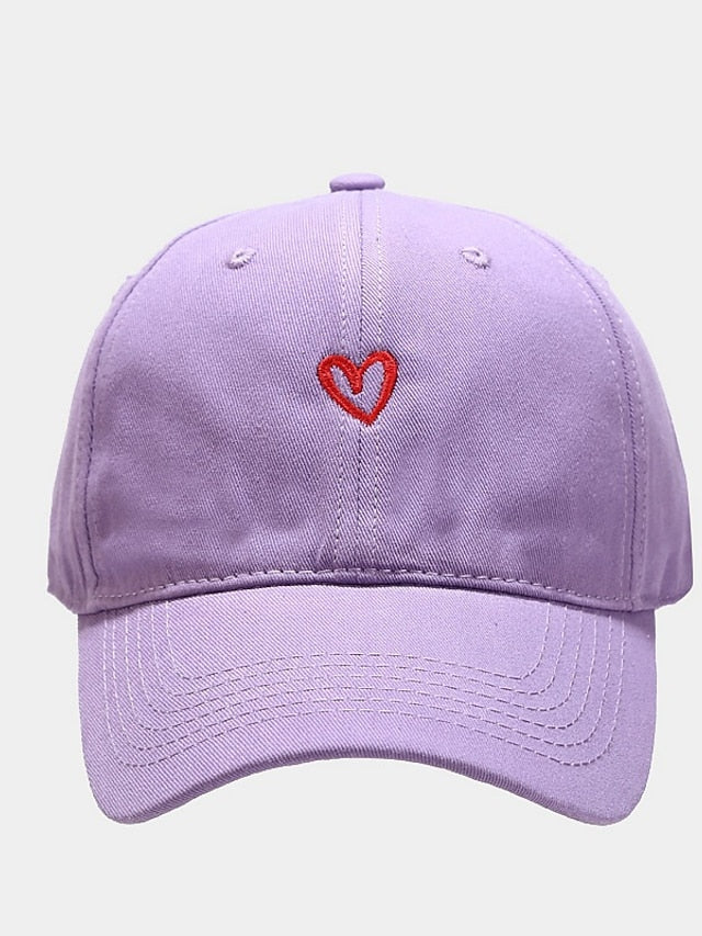 Cotton Baseball Caps Unisex Casual Sunhat Heart Embroidery Man Women Summer Hat Outsport Daily Duck Tongue Cap Couple Sun Visor for Women