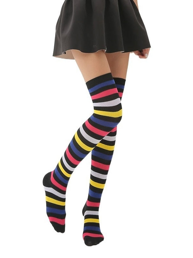 Stockings Work Daily Holiday Rainbow Polyester Cotton Simple Casual Lolita Casual Cute Casual / Daily 1 Pair for Women