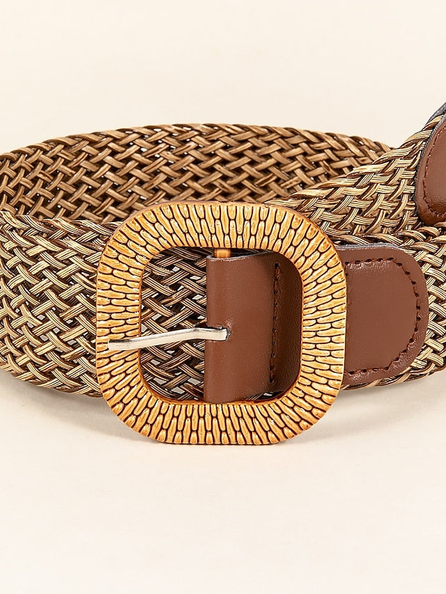 Belt Straw Khaki Wide Belt Office Date Pure Color / Spring / Summer / Fall / Winter for Women