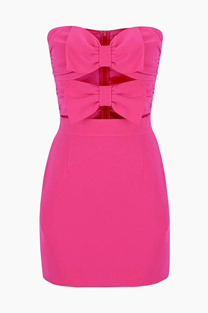 Vestido mini de tubo con aberturas y ribete de lazo Mignon