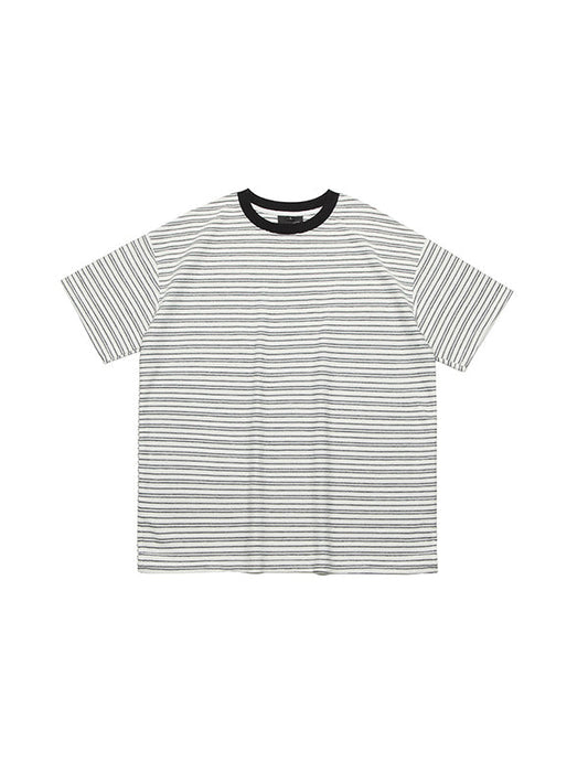 2000s Striped Print Oversized Short Sleeve Tee