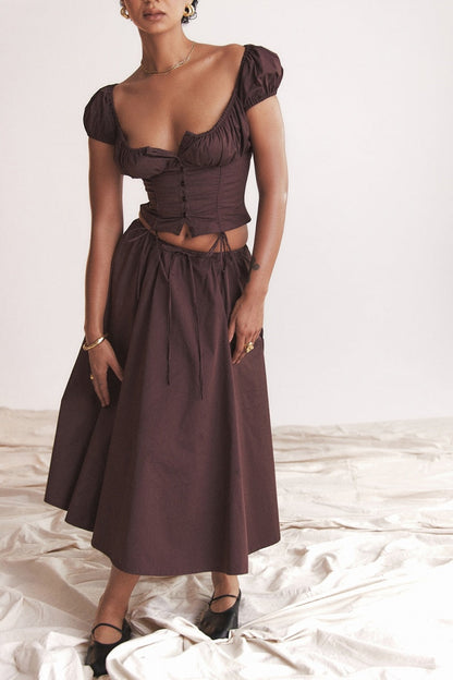Conjunto de falda midi fruncida Rich Drown