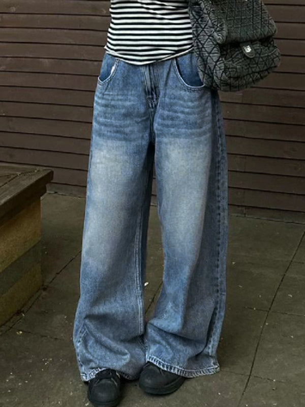 Vintage Wash Mopping Boyfriend Jeans