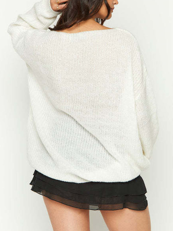Cutout Baggy Knit Sweater