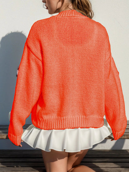 Cárdigan holgado de punto para mujer con bordado floral | Ideal para otoño/invierno