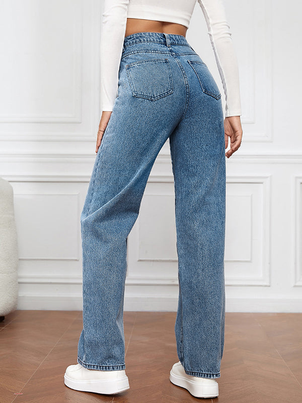 Vintage Wash Elastic Boyfriend Jeans