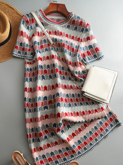 Mya Classic Striped Jacquard Knitted Dress