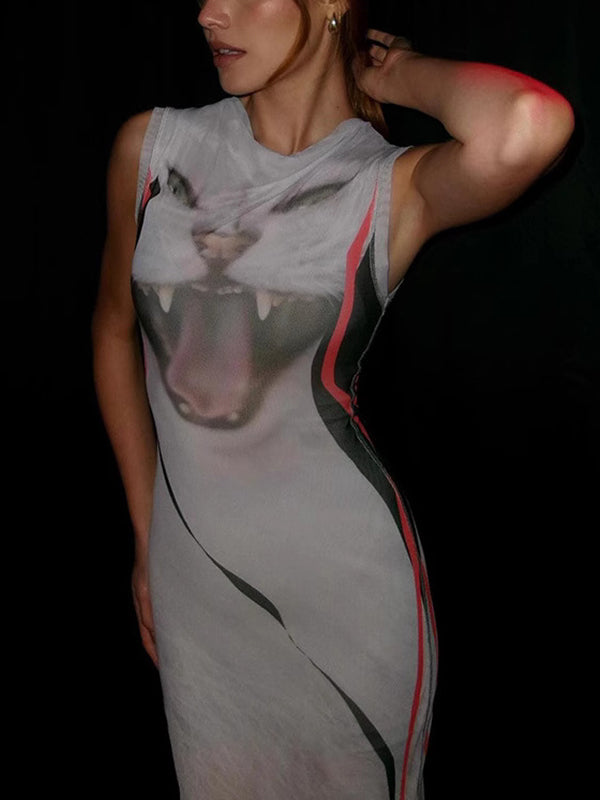 Y2K Functional Prints Maxi Dress