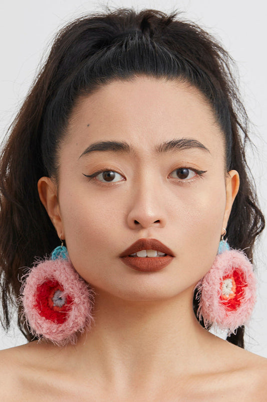 Macaron Plush Round Earrings