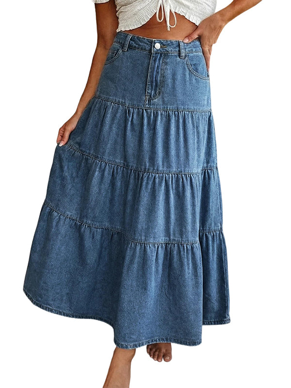 Low-Waisted Old-Fashioned Holiday Style Maxi Skirt