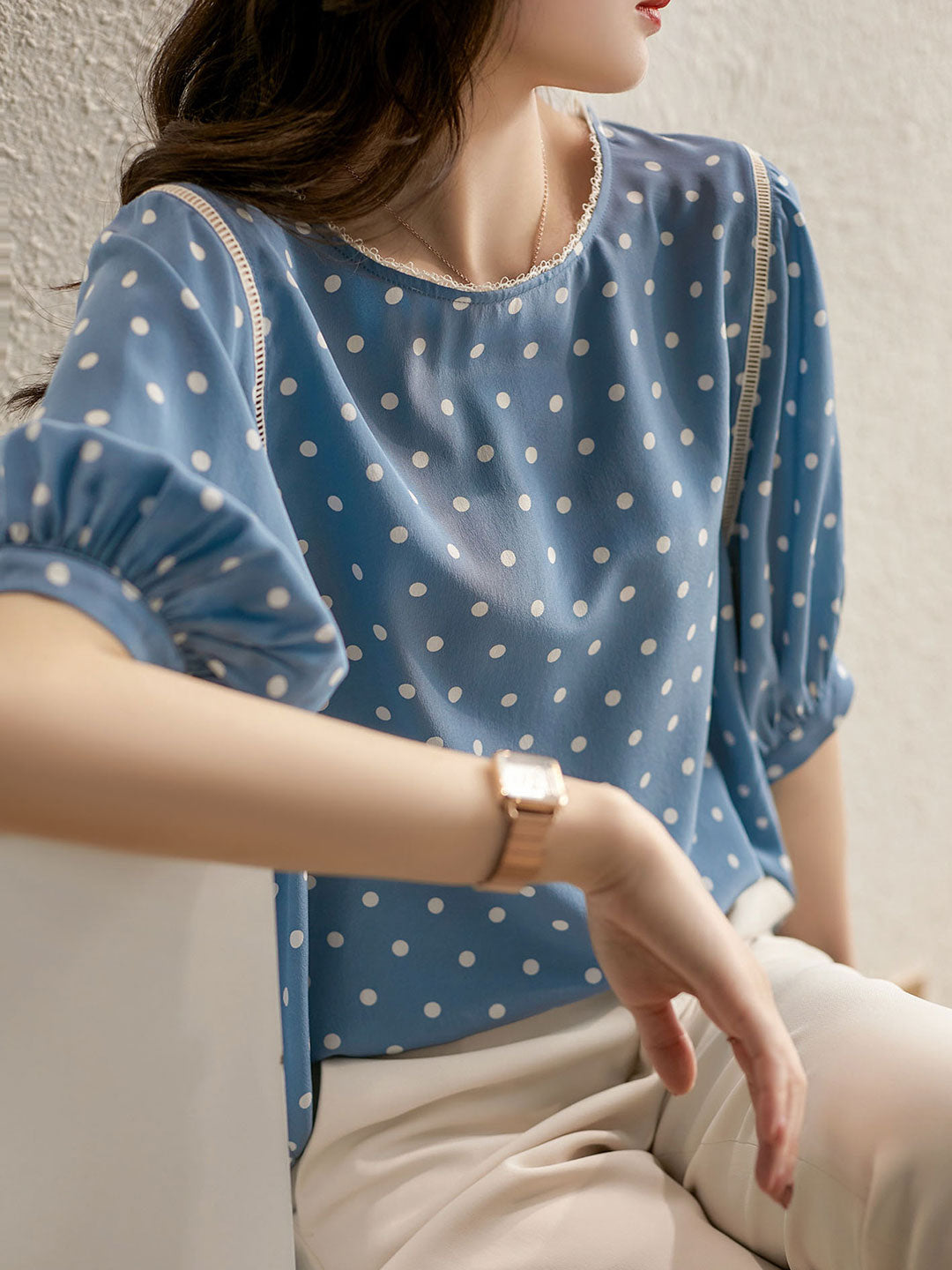 Jocelyn Classic Polka Dot Loose Chiffon Top