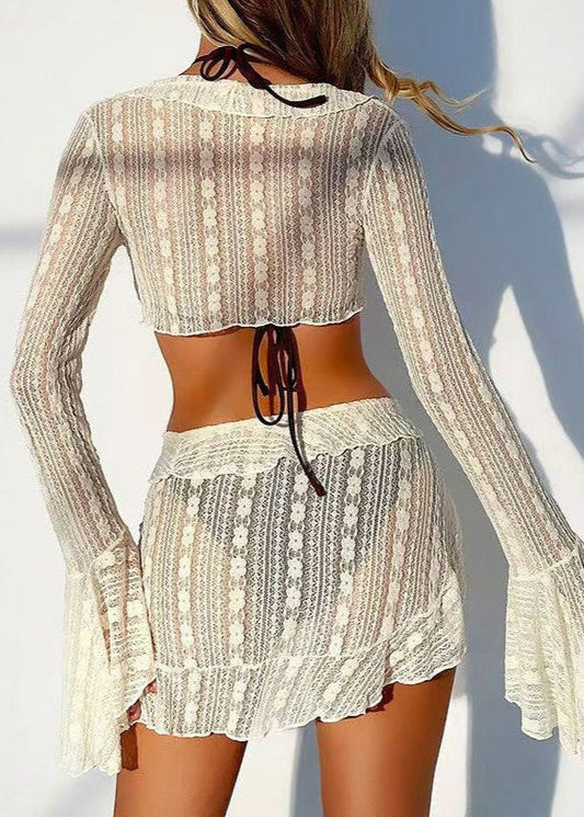 Sheer Cover-Up & Bikini Set – 4-Piece Beachwear