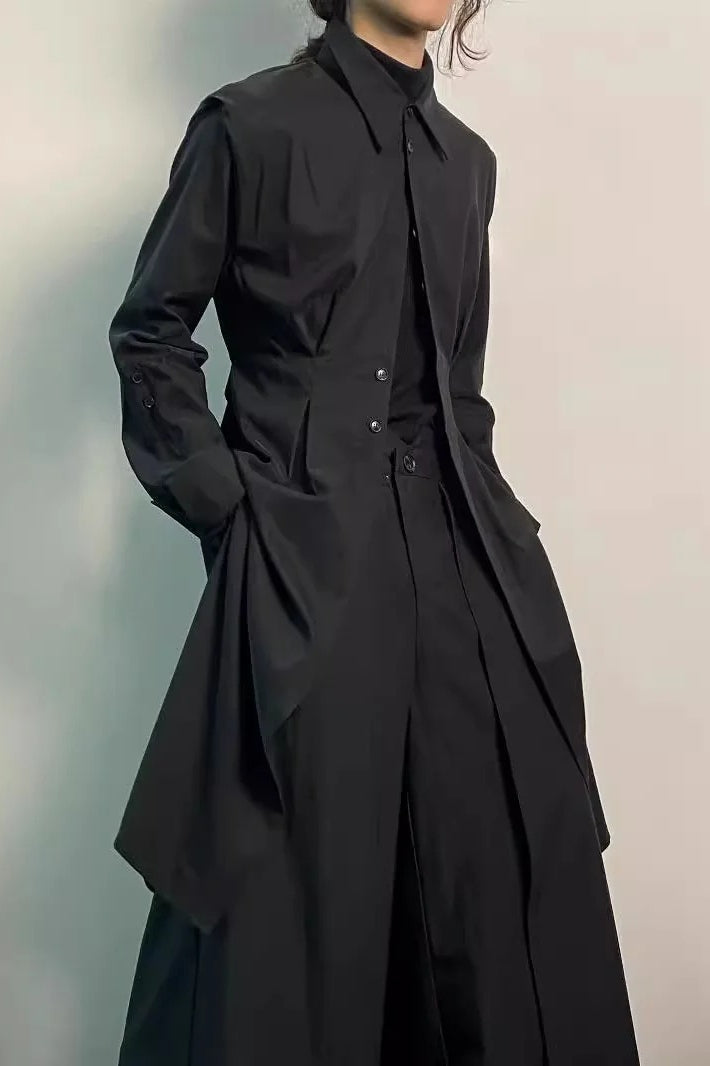 Gothic Asymmetric Hem Shirt Coat