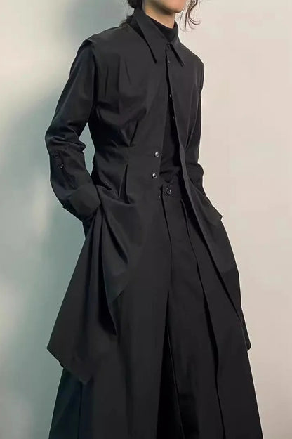 Gothic Asymmetric Hem Shirt Coat