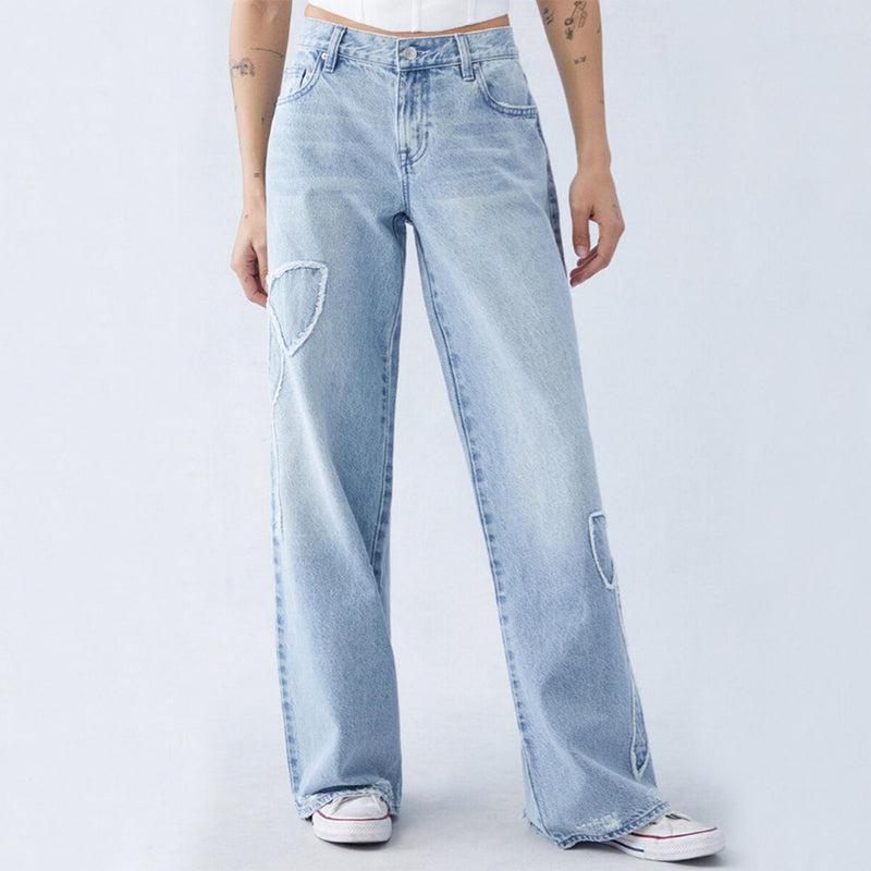 Women's Stylish Ribbon Baggy Jeans | Great voor Casual Dagen
