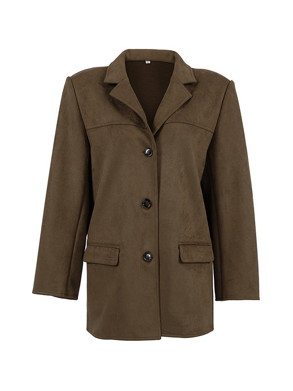 Nubuck Vintage Lapel Loose Suede Jacket