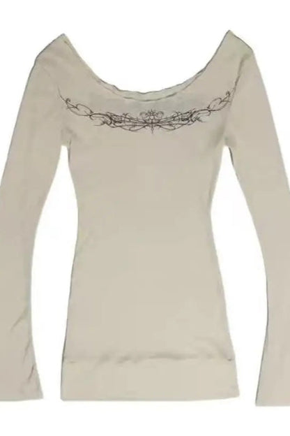 Y2K Gothic Print Knit Top
