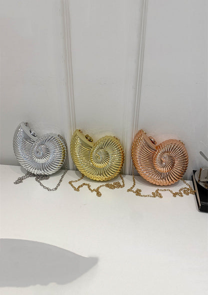 Bolso bandolera de acrílico con forma de caracol para noche de verano