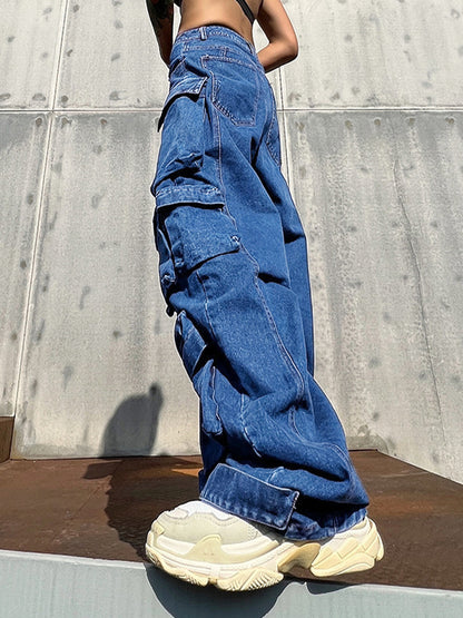 Washed Multi Pocket Cargo Jeans