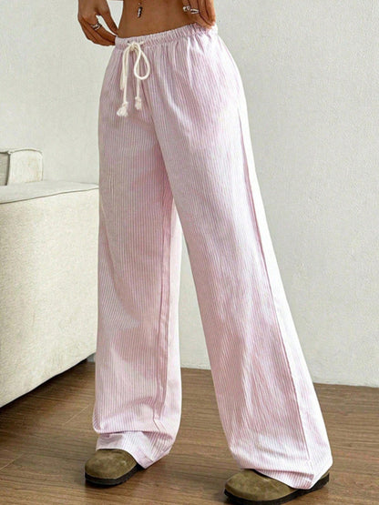 Striped Print Wide Leg Pants