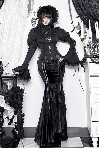 Versatile Dark Lolita Flare Sleeve Blouse