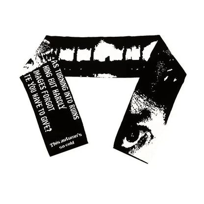 Y2K Gothic Jacquard Print Knit Scarf