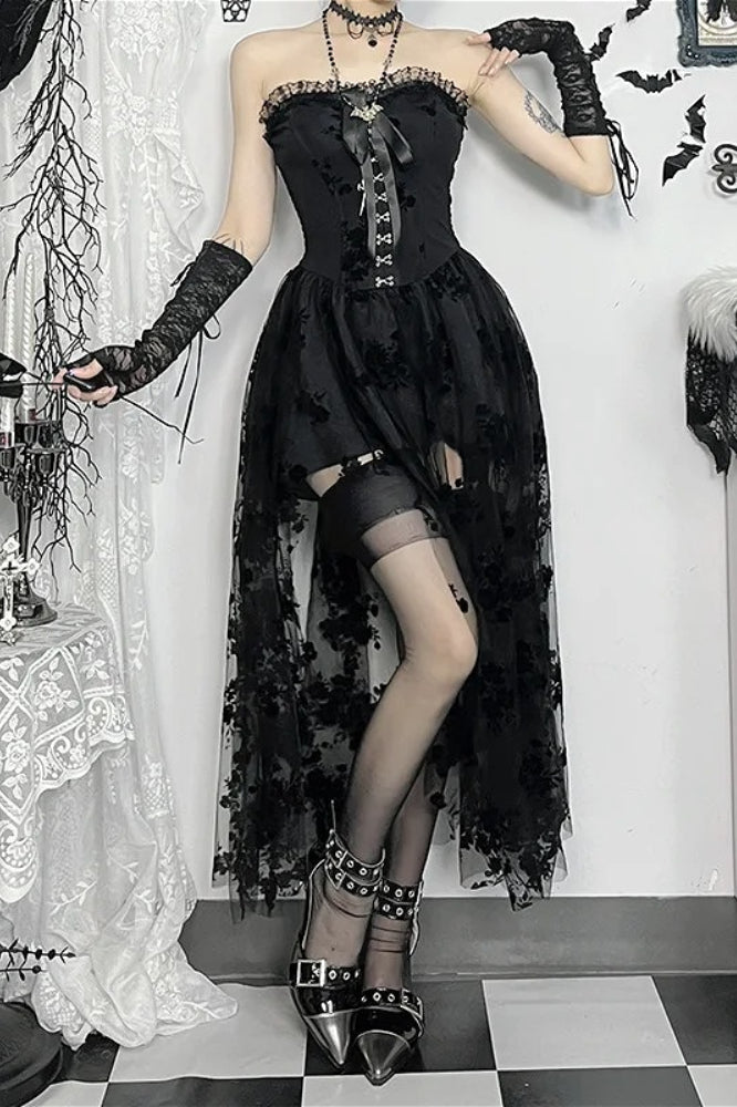 Slim Fit Elegant Strapless Corset Midi Dress