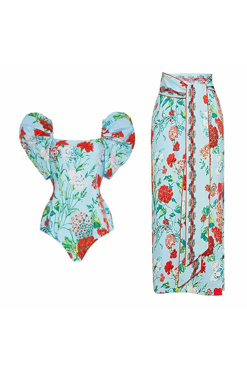 Conjunto de bikini estilo francés con lazo y ribete de encaje