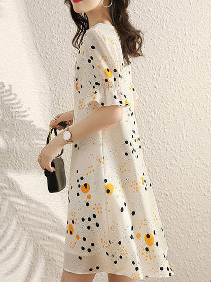 Kaitlyn Vacation Doll Collar Polka Dot Chiffon Dress