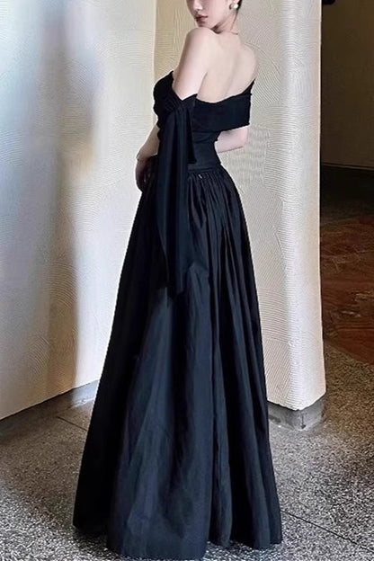 Black Flowy Swing Maxi Dress