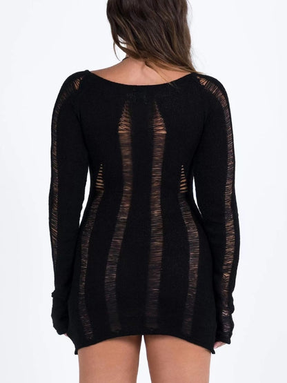 Cutout Perspective Wrap Hip Knit Mini Dress