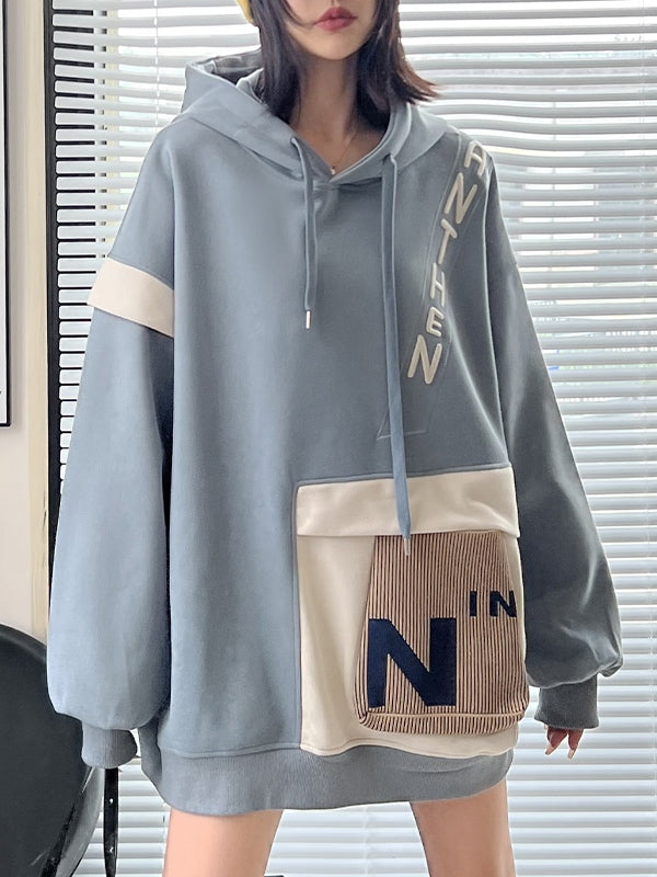 Irregular Splice Design Oversized Hoodie