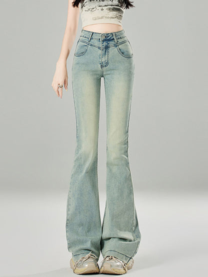 High Waist Retro Design Flare Jeans